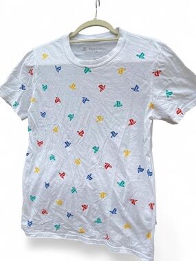 Sony PlayStation White Tee with Teal Logo Accent